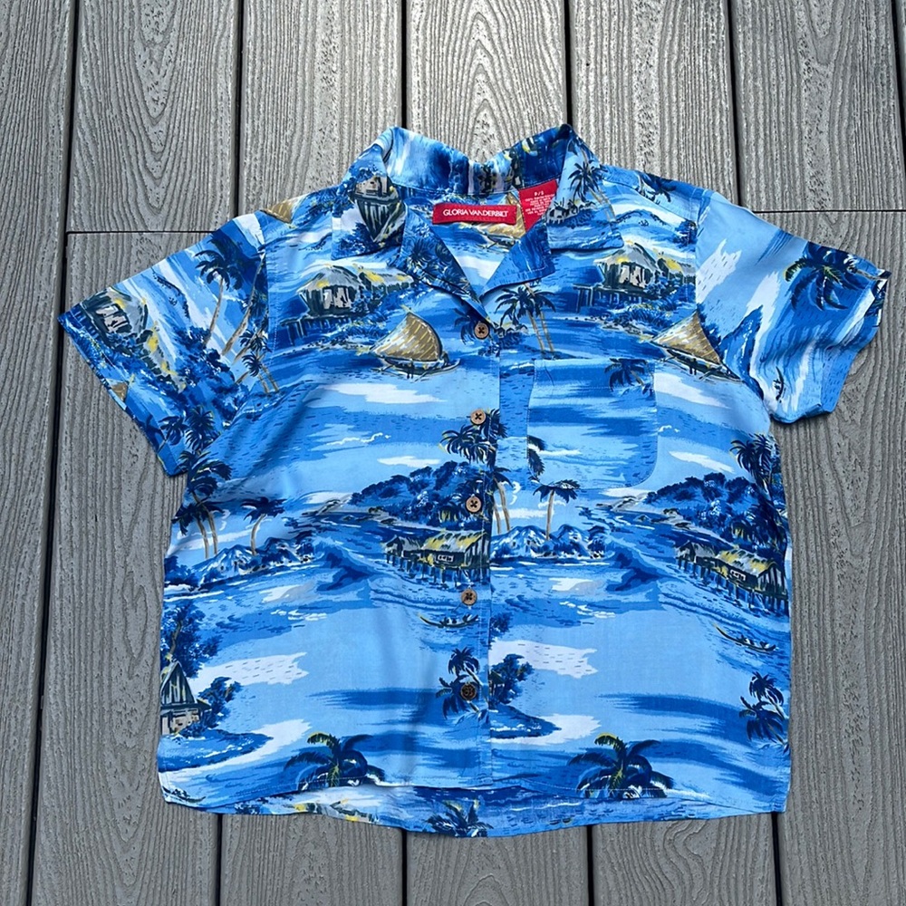 Vintage 80s Hawaiian 🌺 Shirt-Gloria Vanderbilt- Small